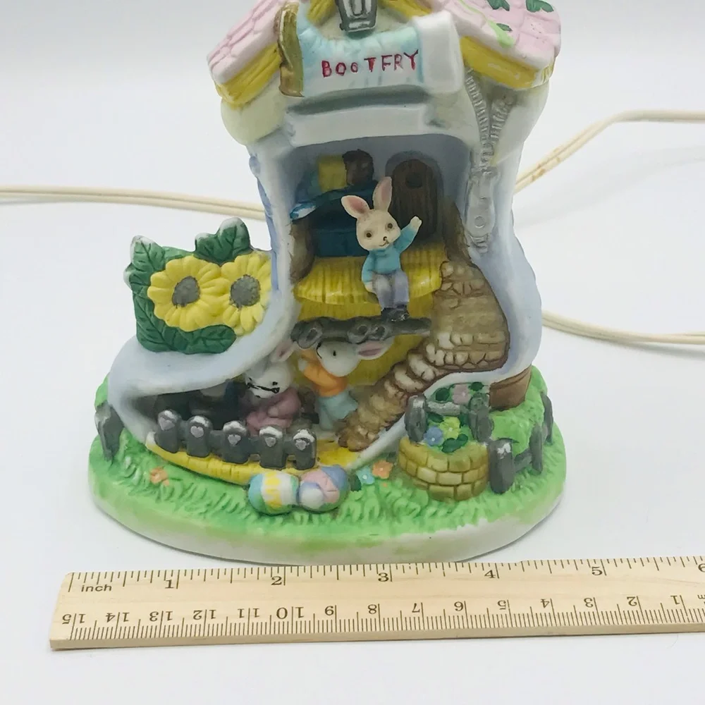 Vintage Bunny hand painted porcelain lighted Bootfry house shoe figurine.